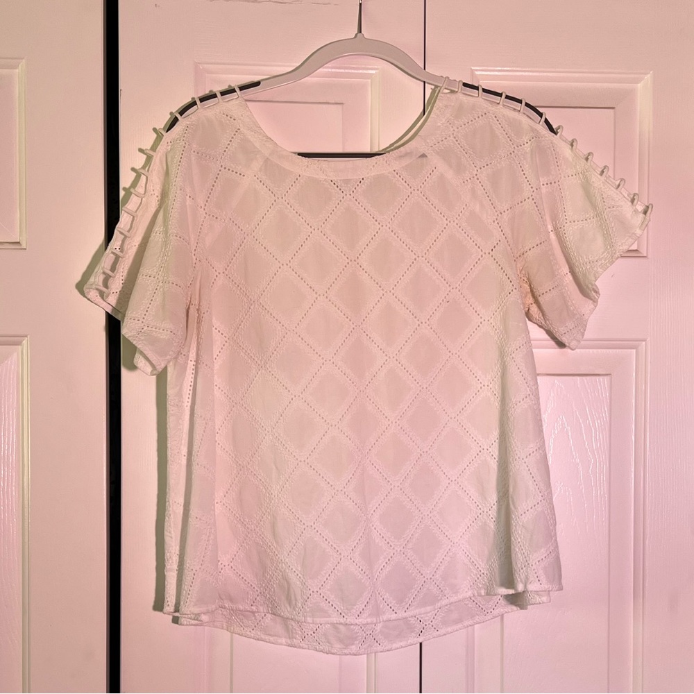White eyelet top